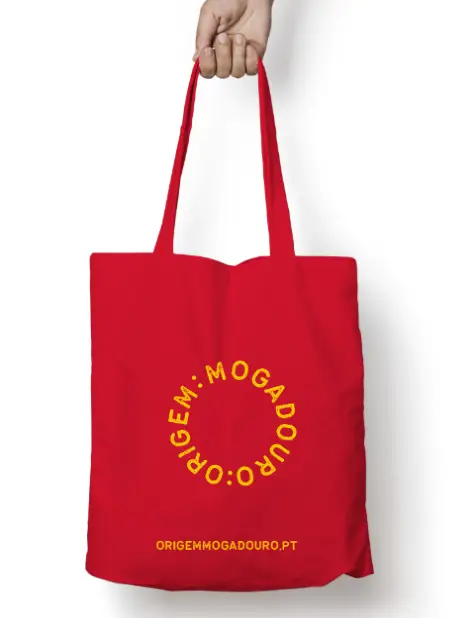 saco de algodão,vermelho,marca ORIGEM:MOGADOURO,referência