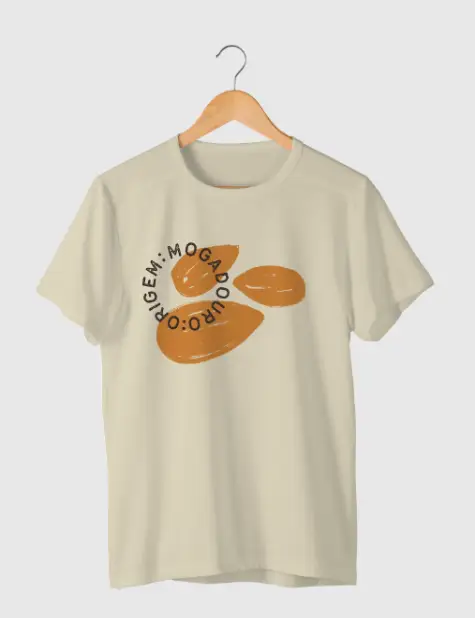 t-shirt,amêndoa,adulto,decote redondo,marca ORIGEM:MOGADOURO,exclusivo,personalizada,ícone
