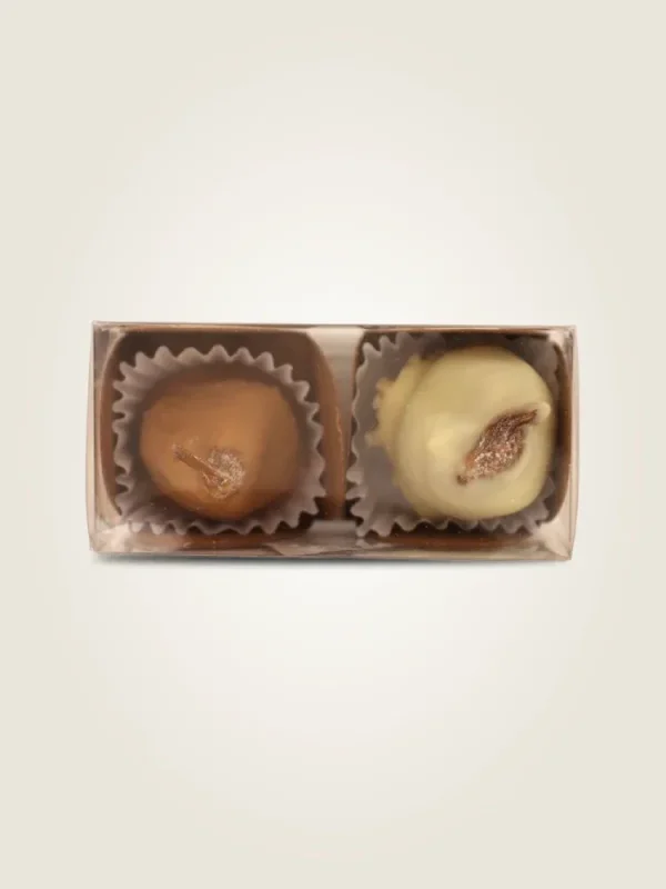 Bombons de figo desidratado cobertos com chocolate,Doces confeccionados artesanalmente e com ingredientes locais,Chama-lhe Um Figo,Bombons de figo cobertos,chocolate