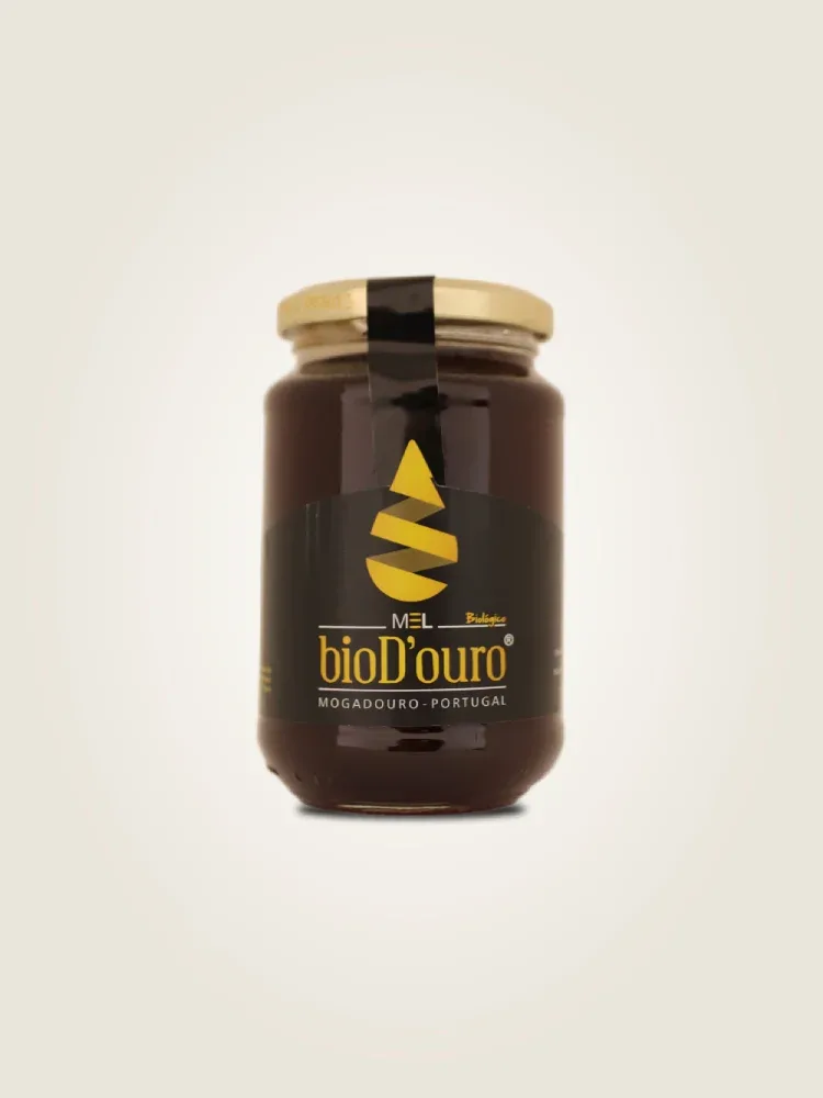 mel biológico,produzido biologicamente,paisagens intocadas de Mogadouro,bio D'ouro,qualidade,sabor autêntico da natureza,mel de castanheiro,escuro,500g