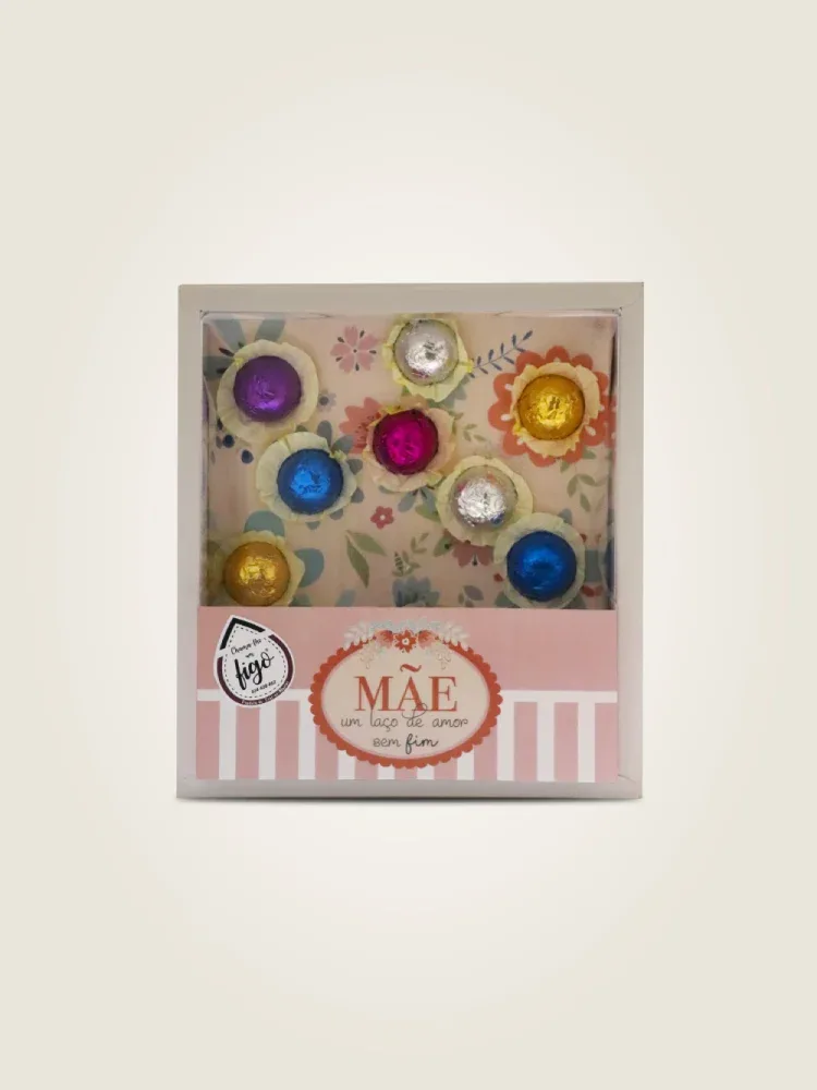 presente doce,simbólico,repleto,bombons cuidadosamente confeccionados,celebrar,carinho único entre mãe e filhos,verdadeiro,laço de amor,forma de sabor