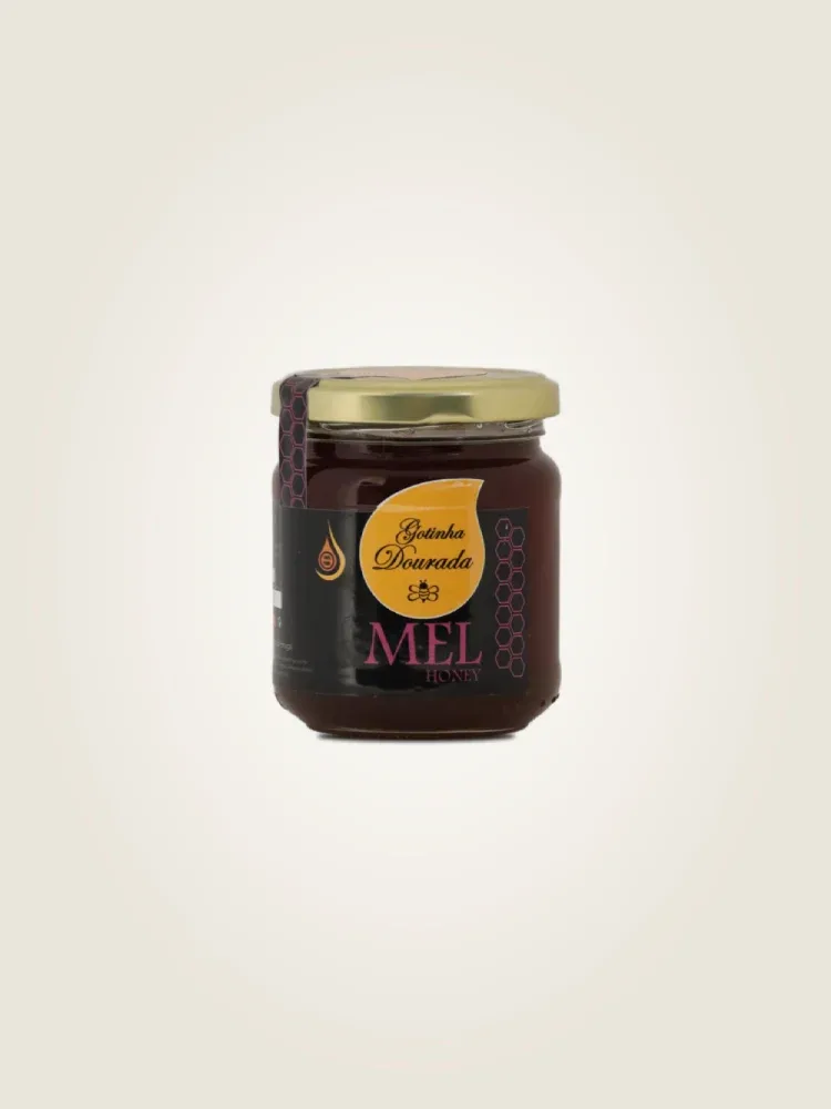 Mel multifloral,com cor escura,Sabor autêntico,textura aveludada,cor que reflete a diversidade da flora da região de Mogadouro